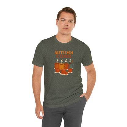 Autumn Cider T-Shirt – Cozy Fall Graphic Tee with Steaming Mugs