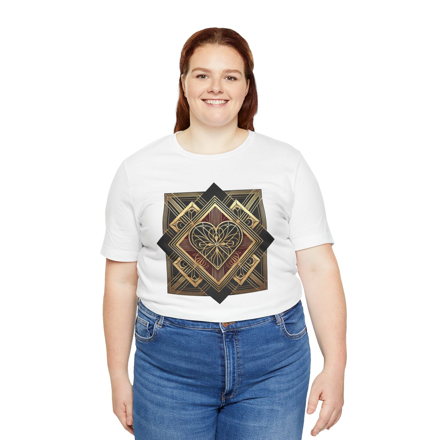 Art Deco Heart T-Shirt – Romantic Valentine's Day Graphic Tee