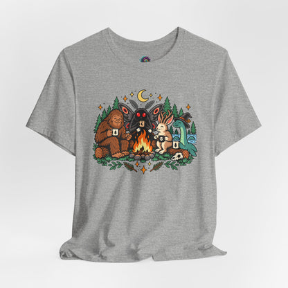 Cryptid Campfire T-Shirt – Bigfoot, Mothman & Nessie Tee