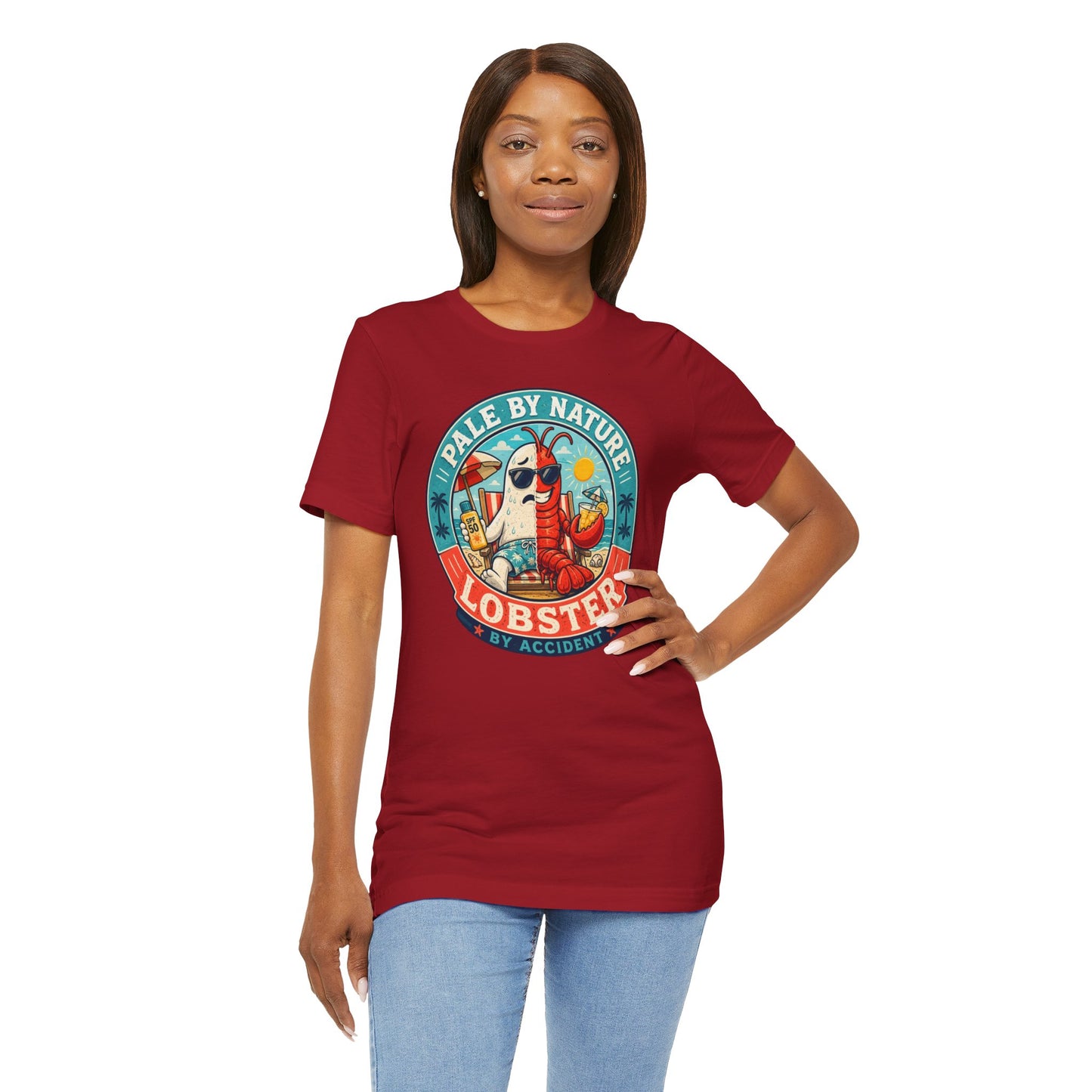 Pale by Nature Lobster by Accident T-Shirt – Funny Sunburn Summer Graphic Tee