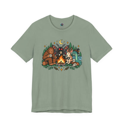 Cryptid Campfire T-Shirt – Bigfoot, Mothman & Nessie Tee