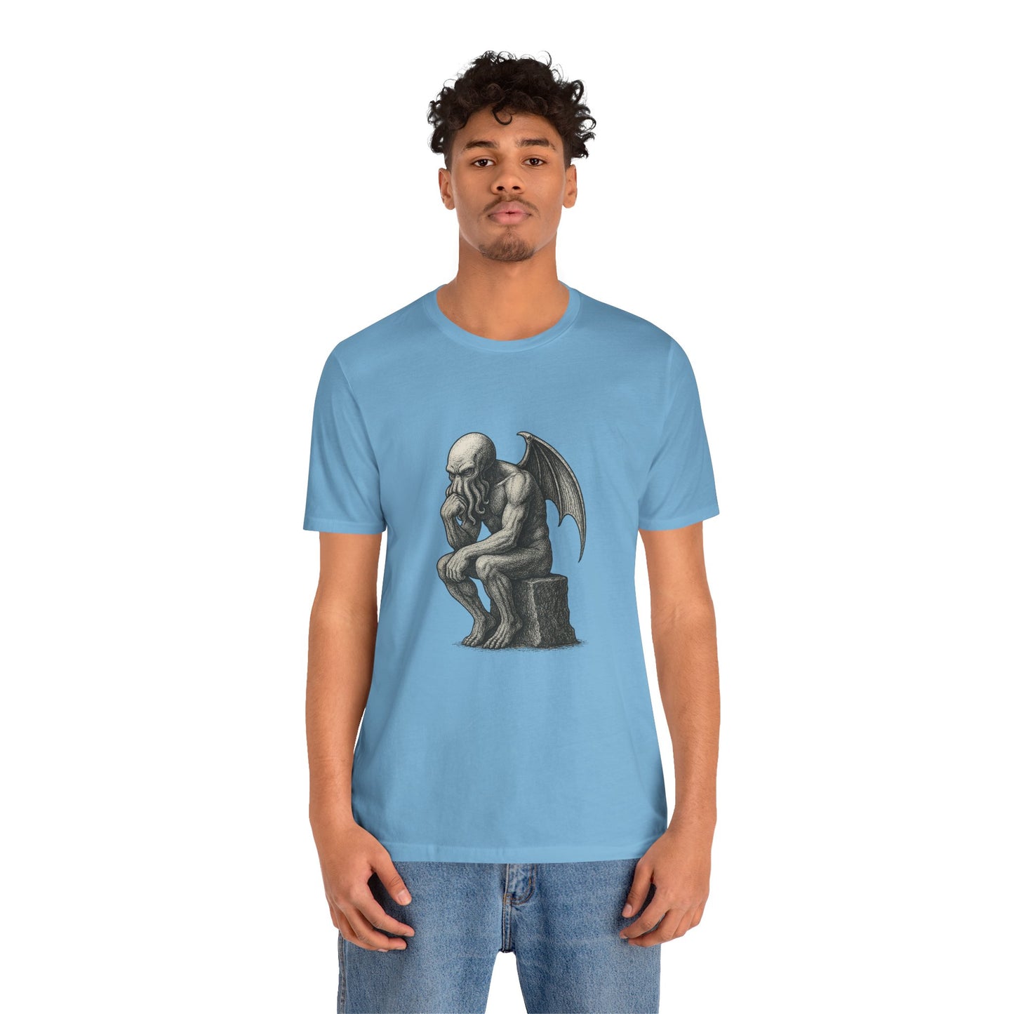 Cthulhu The Thinker Tee – Lovecraftian Parody Shirt