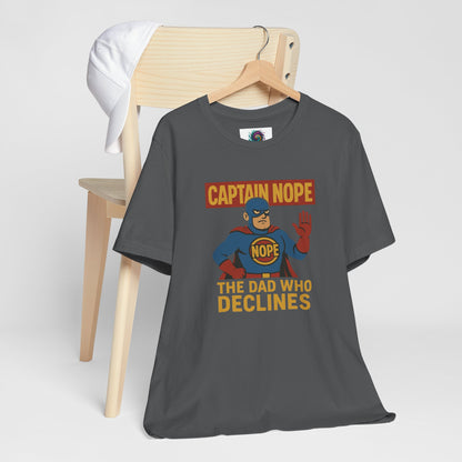Captain Nope Dad T-Shirt – Funny Superhero Tee for Father Figures