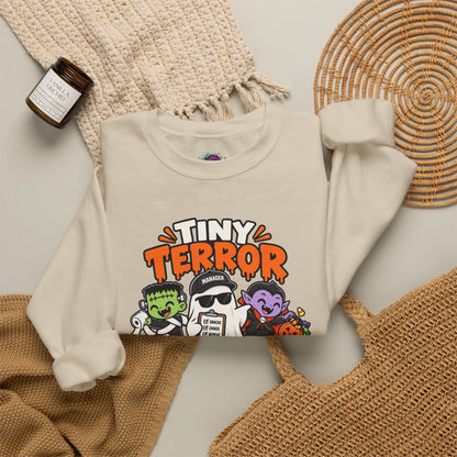 Tiny Terror Management Team Sweatshirt – Funny Halloween Parent Crewneck
