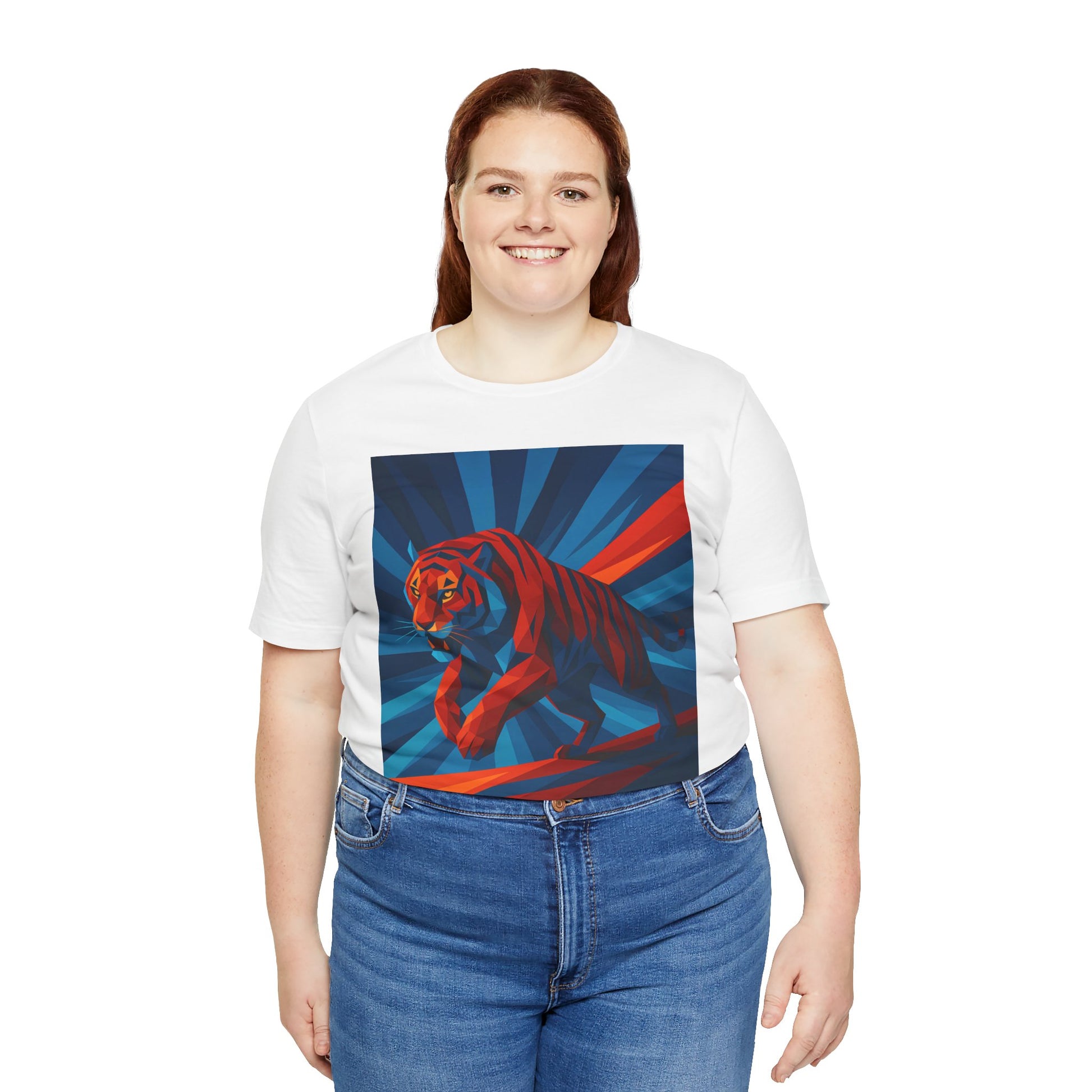 Geometric Tiger T-Shirt – Bold Jungle Animal Tee in Abstract Style - WhimSpin - https://whimspin.com