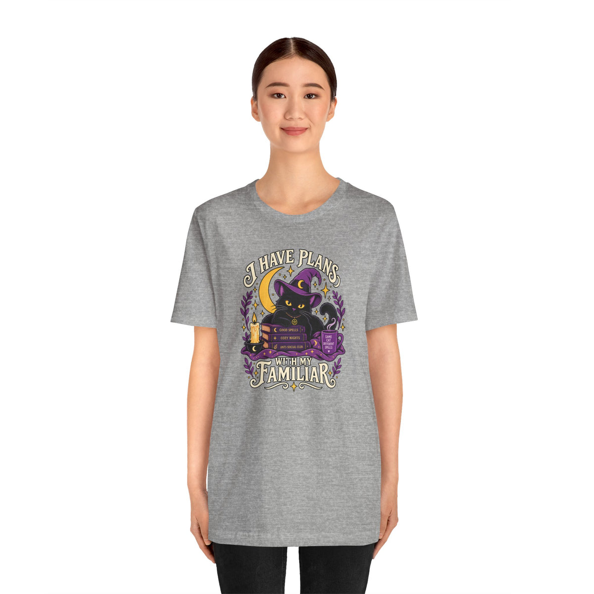 I Have Plans With My Familiar T-Shirt - Funny Witchy Introvert Cat Tee