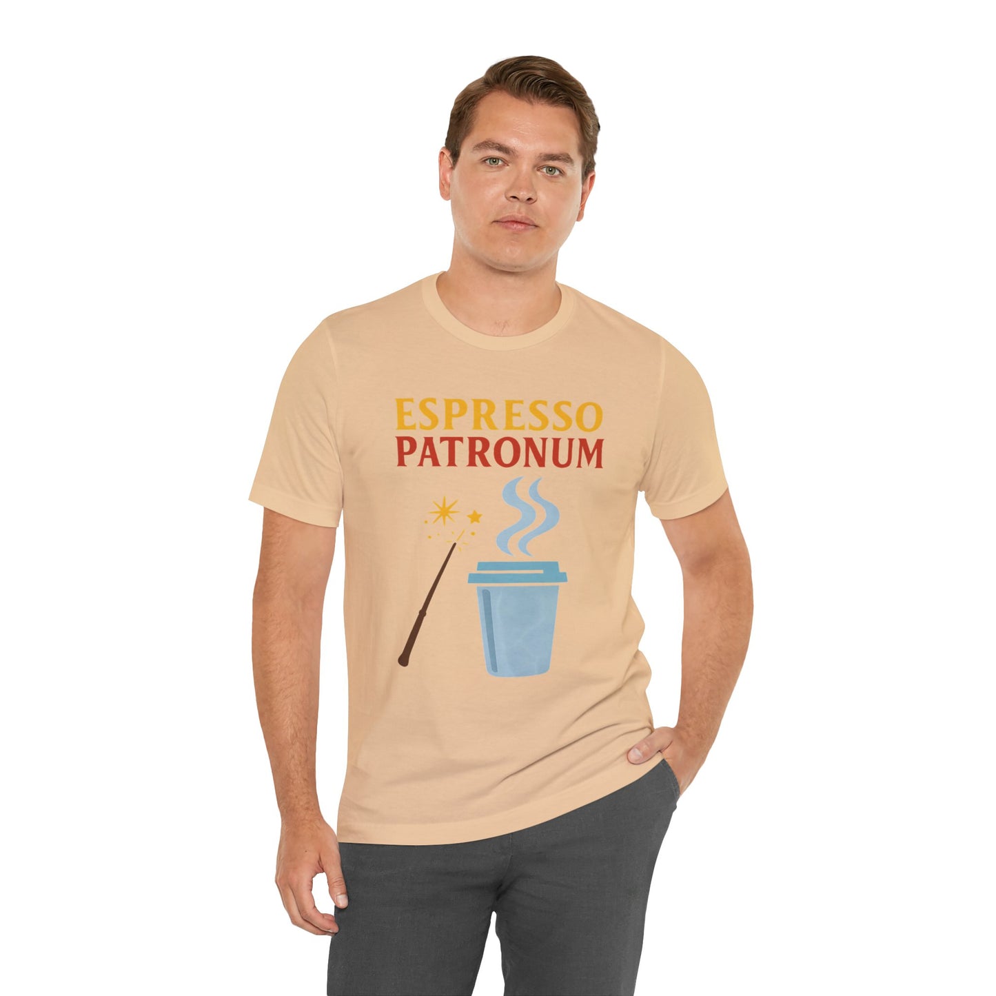 Espresso Patronum T-Shirt – Funny Coffee & Wizard Parody Tee