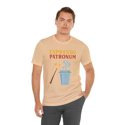 Espresso Patronum T-Shirt – Funny Coffee & Wizard Parody Tee