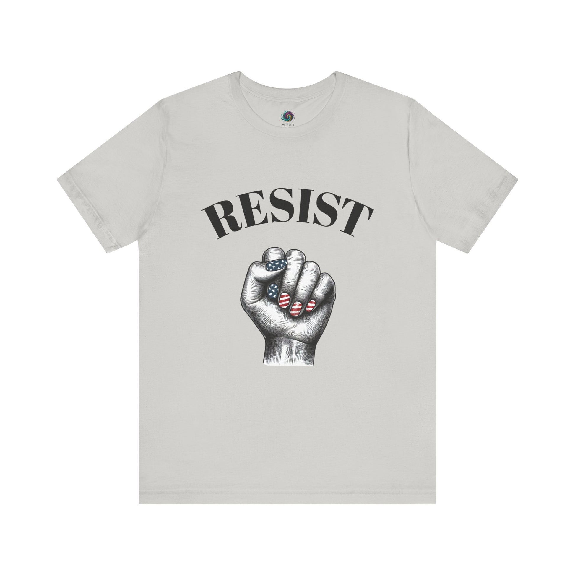 Resist Feminist Power Fist Tee – USA Flag Nails Protest Shirt - WhimSpin - https://whimspin.com