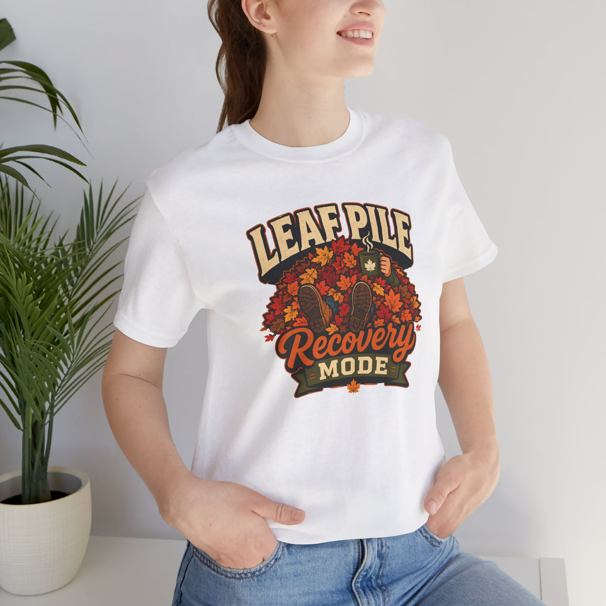Leaf Pile Recovery Mode T-Shirt – Funny Fall Leaves Tee