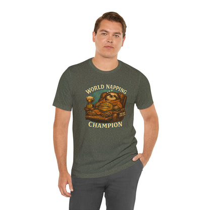 World Napping Champion T-Shirt – Funny Sloth Nap Tee