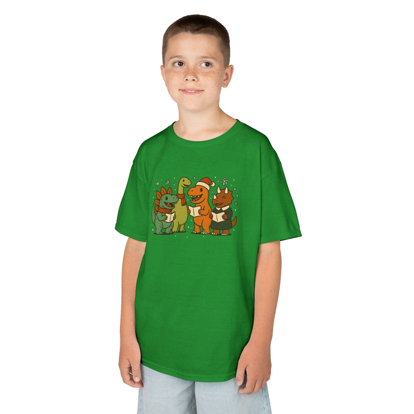 Dinosaur Carolers Kids’ T-Shirt – Cute Singing Dino Christmas Tee