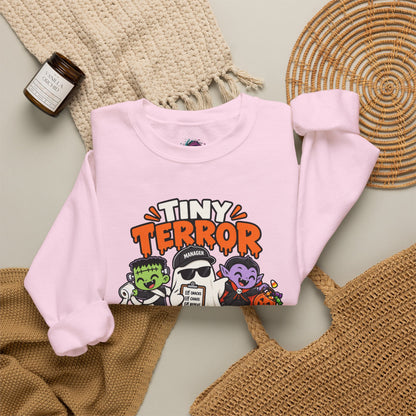 Tiny Terror Management Team Sweatshirt – Funny Halloween Parent Crewneck
