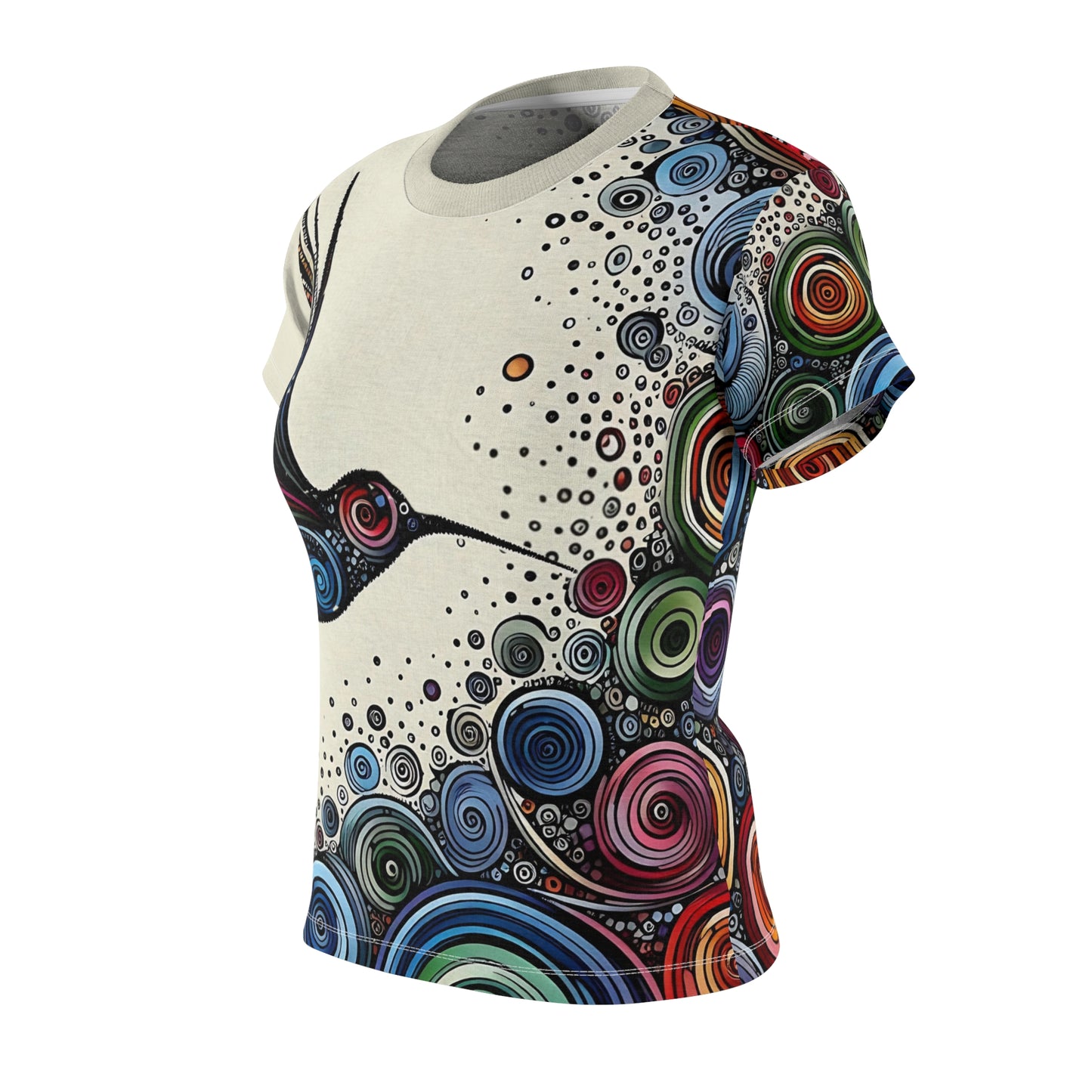 Spiral Hummingbird T-Shirt – Abstract All-Over Nature Art Tee