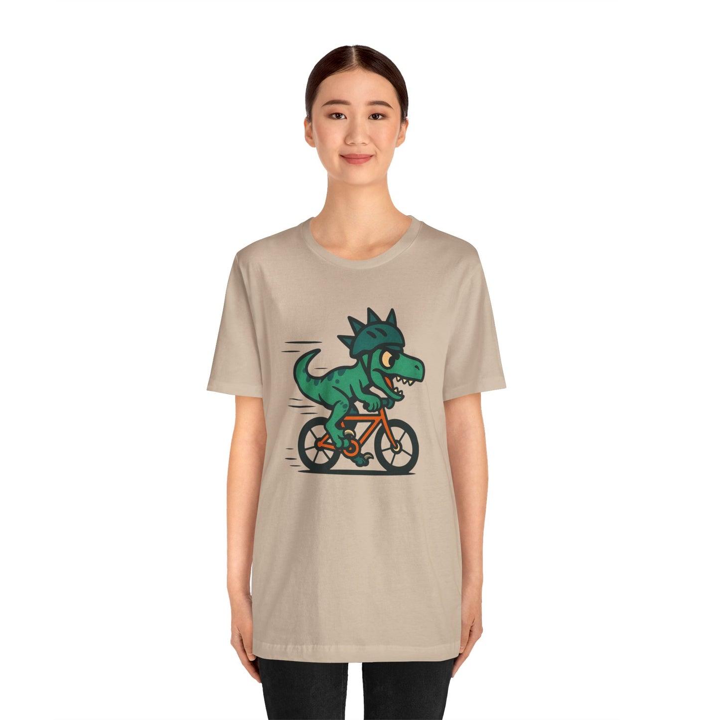 Velociraptor on a Bike T-Shirt – Funny Dino Velo Tee