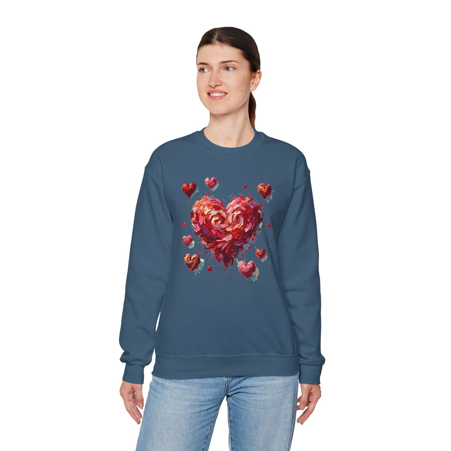Impressionistic Heart Sweatshirt – Painterly Valentine's Day Art Pullover