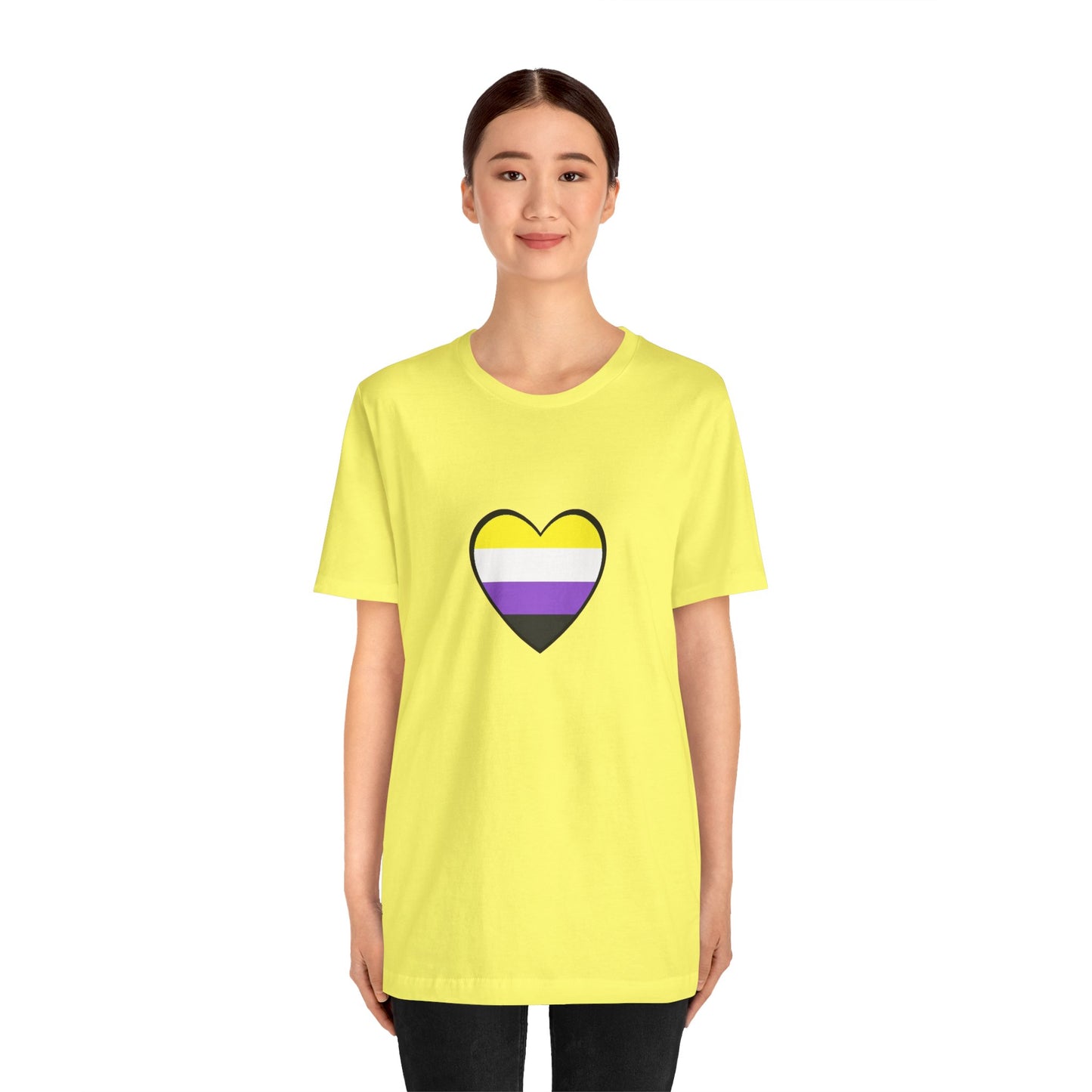 Nonbinary Pride Flag Heart T-Shirt – Unisex LGBTQ+ Graphic Tee