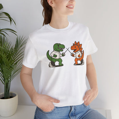 Dinosaur Fencing T-Shirt – T-Rex vs Stegosaurus Tee