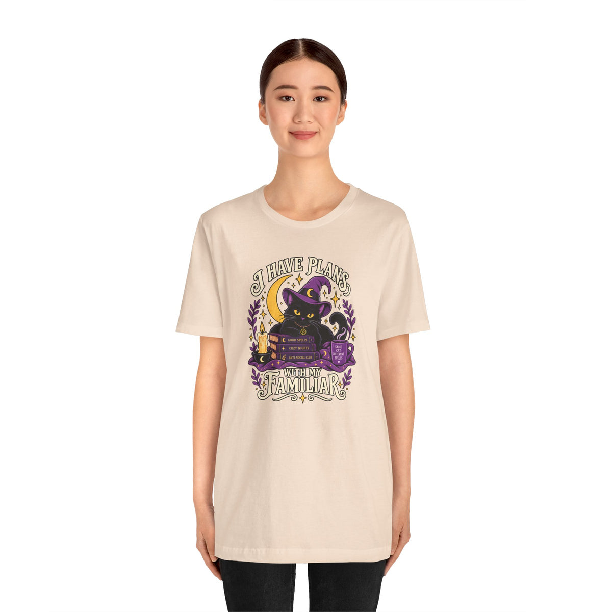 I Have Plans With My Familiar T-Shirt - Funny Witchy Introvert Cat Tee