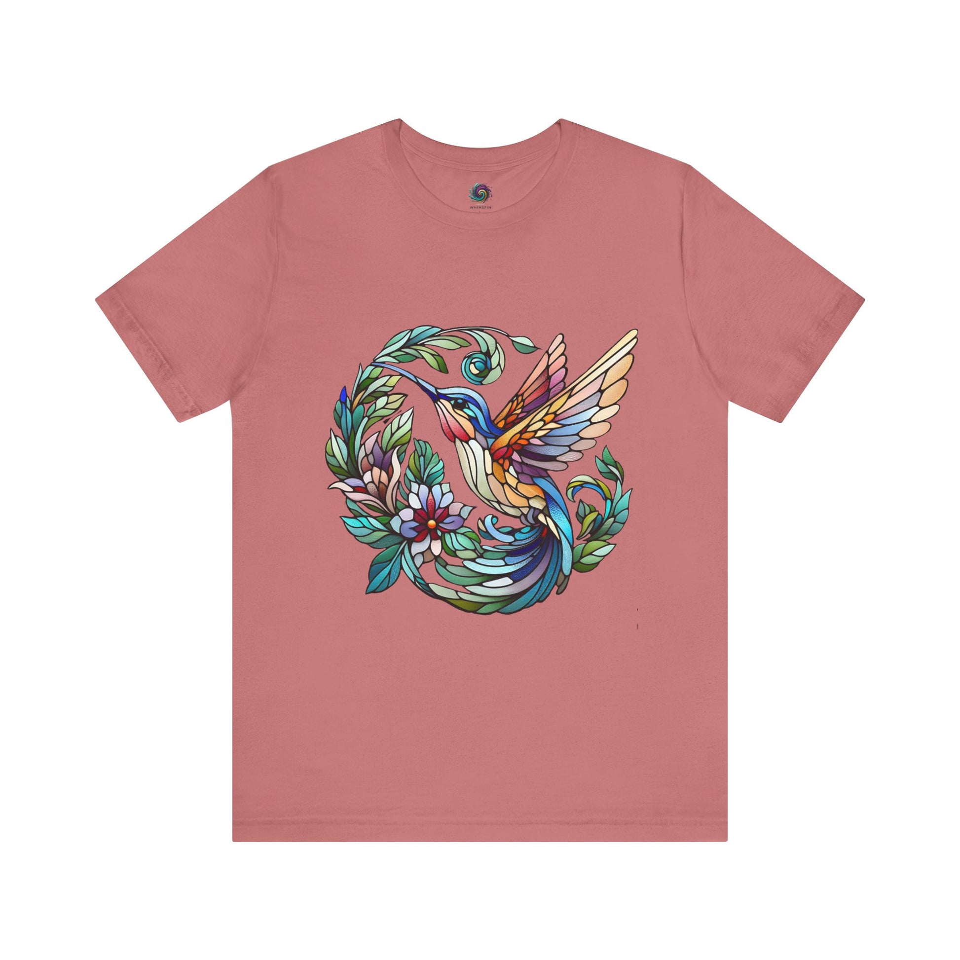 Stained Glass Hummingbird Tee – Vibrant Nature Shirt - WhimSpin - https://whimspin.com