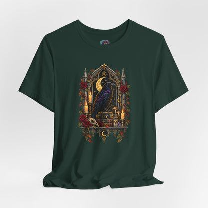 Raven’s Reliquary Tee – Gothic Moonlit Raven T-shirt