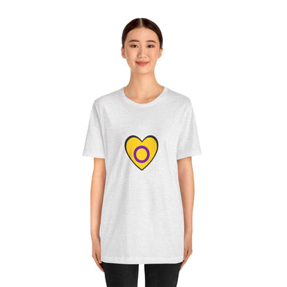 Intersex Pride Flag Heart T-Shirt – Minimalist LGBTQ+ Support Tee