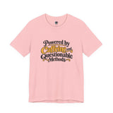 Pink crew-neck short-sleeve T-shirt with 