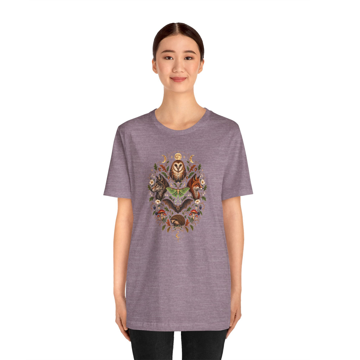 Nocturnal Woodland Animals T-Shirt – Moonlit Nature Tee