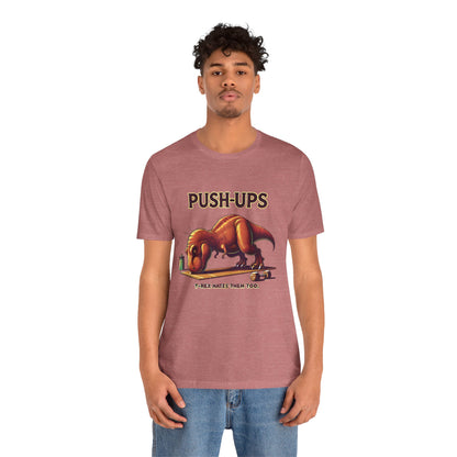 T-Rex Push-Up Graphic Tee – Funny Dinosaur Workout Graphic Shirt