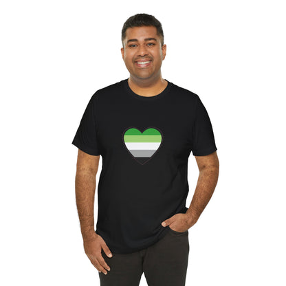 Aromantic Pride Heart T-Shirt – Minimalist Aro Flag LGBTQIA+ Tee
