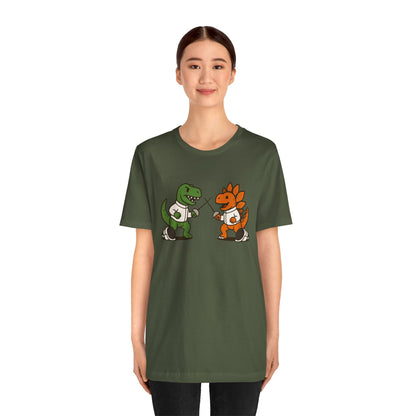 Dinosaur Fencing T-Shirt – T-Rex vs Stegosaurus Tee