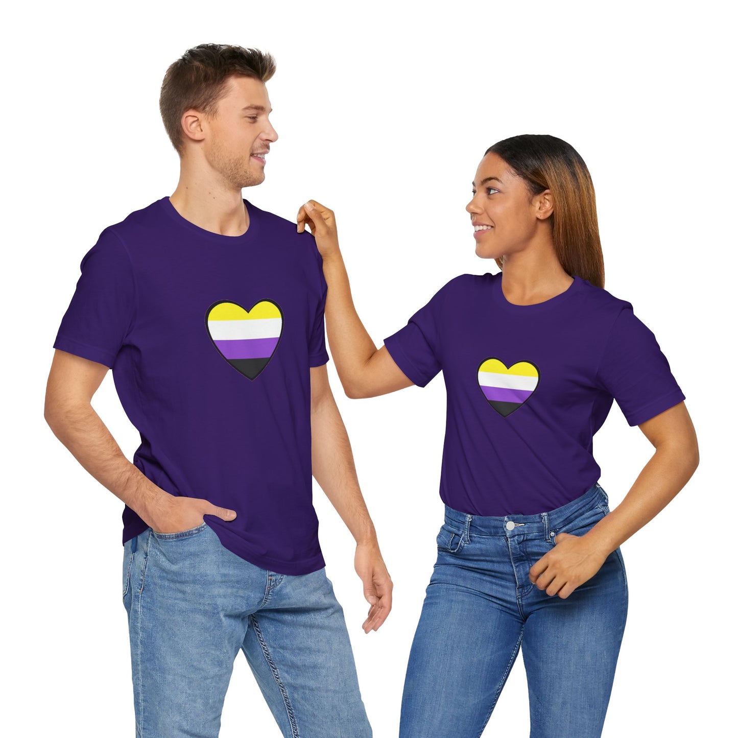 Nonbinary Pride Flag Heart T-Shirt – Unisex LGBTQ+ Graphic Tee