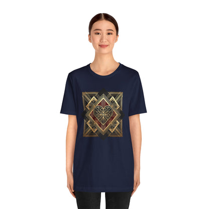 Art Deco Heart T-Shirt – Romantic Valentine's Day Graphic Tee