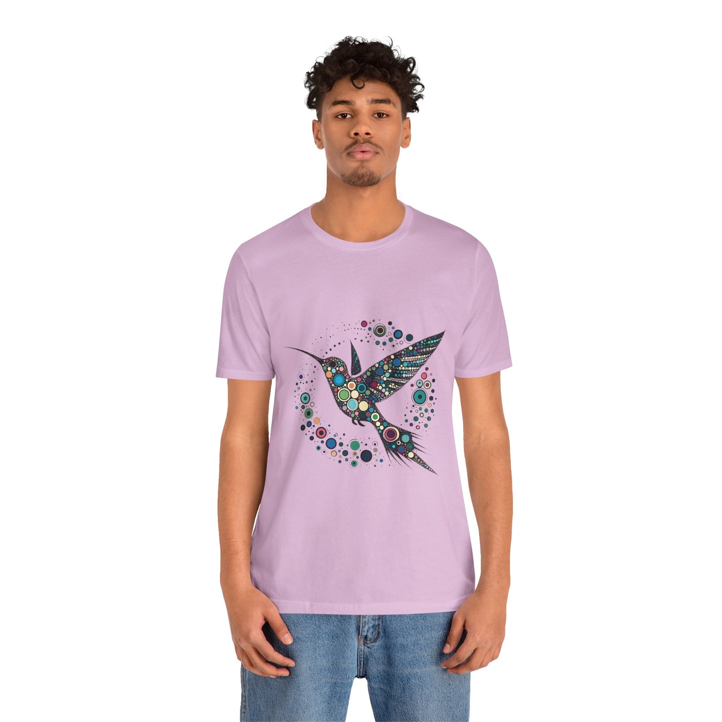Hummingbird Dot Art T-Shirt – Colorful Nature-Inspired Graphic Tee