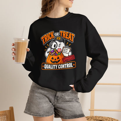 Trick-or-Treat Quality Control Sweatshirt – Funny Halloween Cozy Top