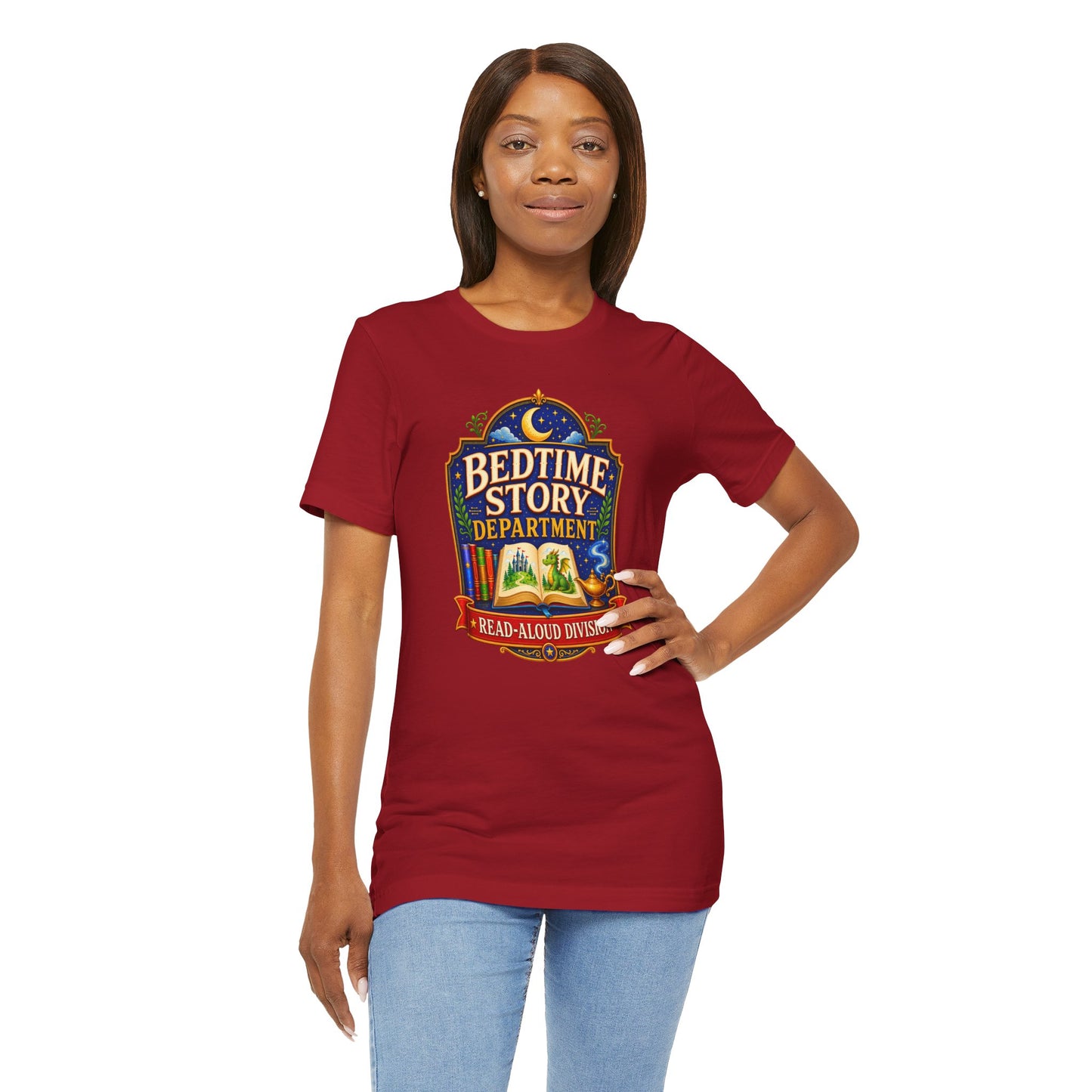 Bedtime Story Department T-Shirt – Read-Aloud Parent Tee
