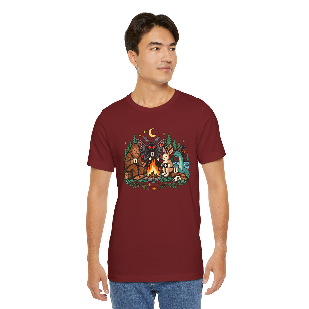 Cryptid Campfire T-Shirt – Bigfoot, Mothman & Nessie Tee