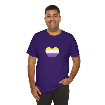 Nonbinary Pride Flag Heart T-Shirt – Unisex LGBTQ+ Graphic Tee