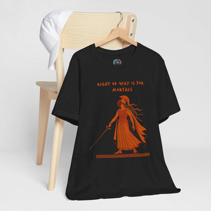 Right of Way Is for Mortals T-Shirt – Athena Fencing Tee for Myth & Sport Fans - WhimSpin - https://whimspin.com