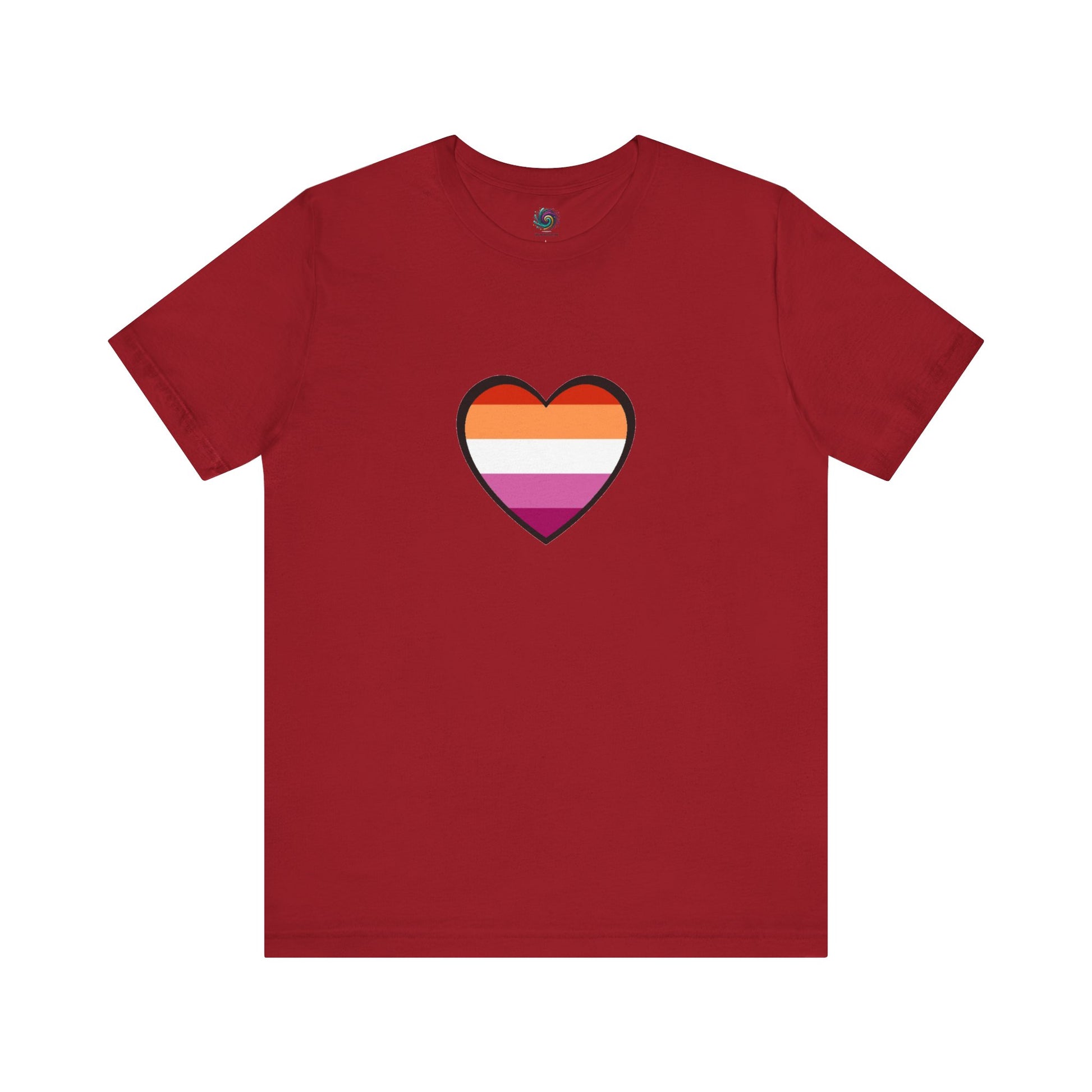 Lesbian Pride Flag Heart T-Shirt – Bold LGBTQ+ Graphic Tee - WhimSpin - https://whimspin.com