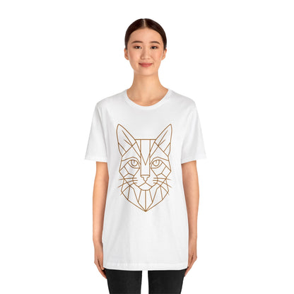Geometric Cat T-Shirt – Minimalist Line Art Tee