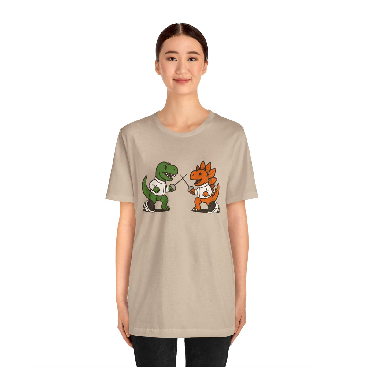 Dinosaur Fencing T-Shirt – T-Rex vs Stegosaurus Tee