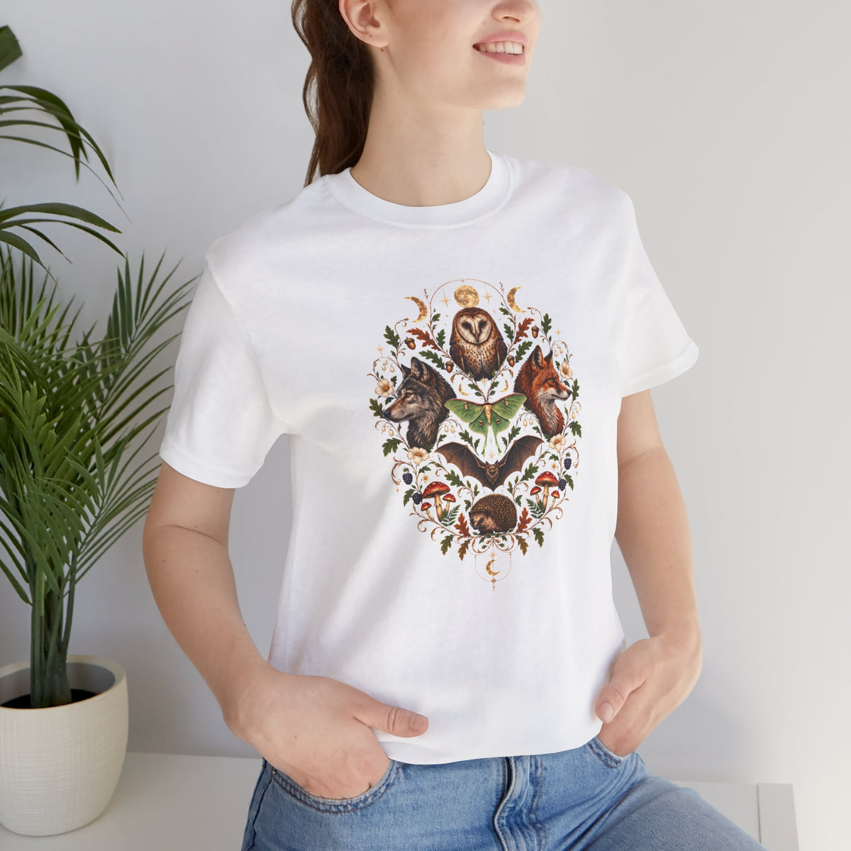 Nocturnal Woodland Animals T-Shirt – Moonlit Nature Tee