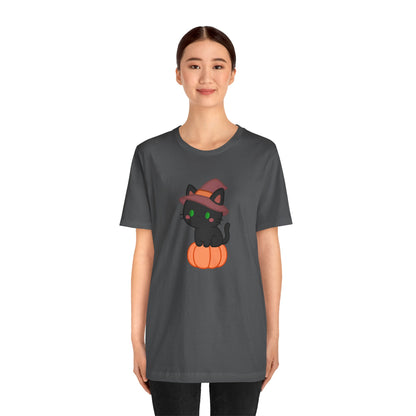 Halloween Cat Shirt – Cute Cat on a Pumpkin Graphic Tee
