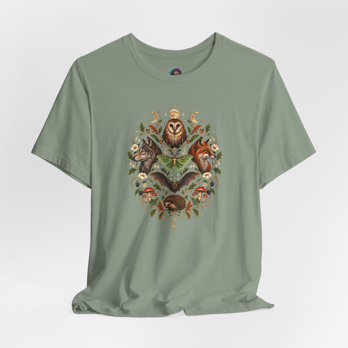 Nocturnal Woodland Animals T-Shirt – Moonlit Nature Tee
