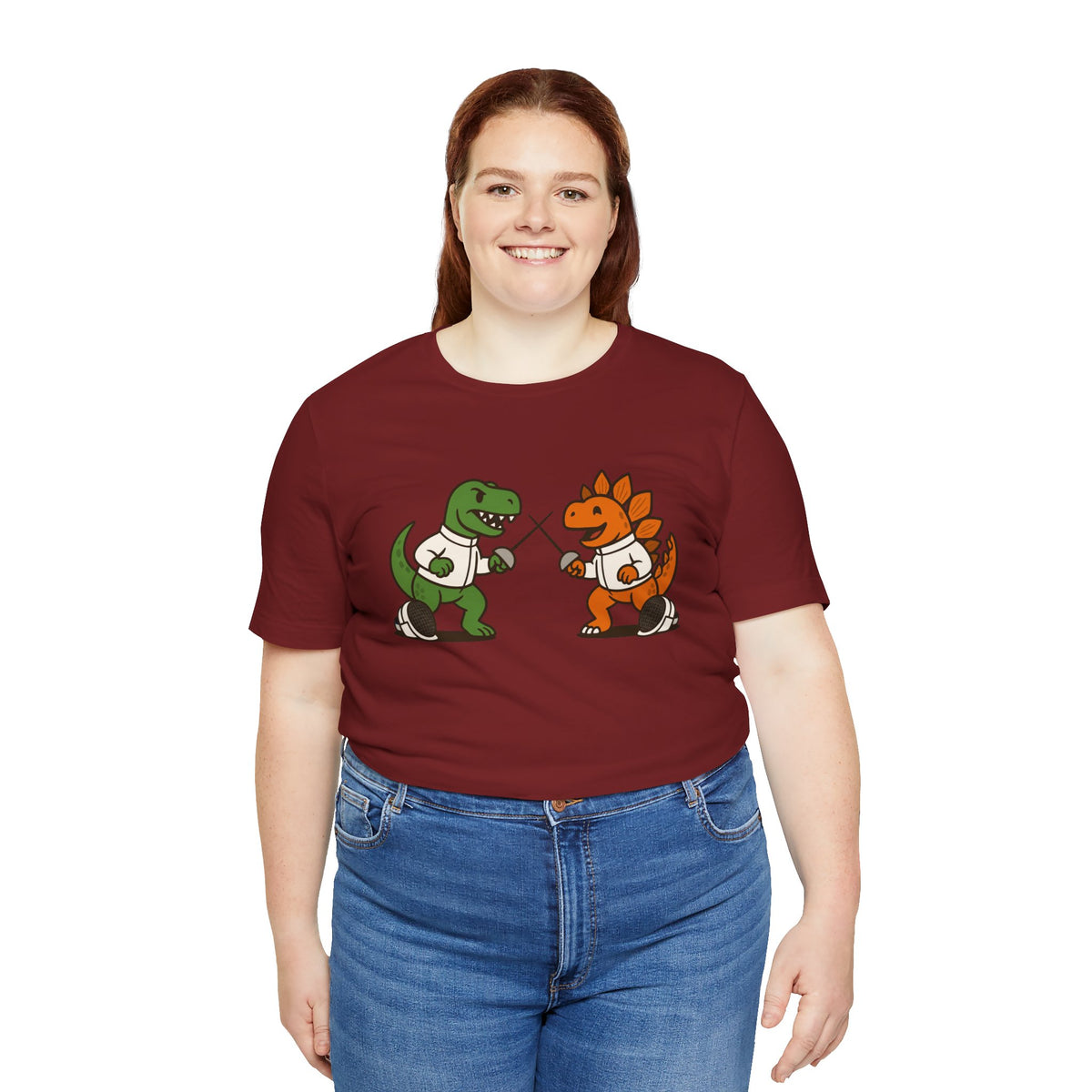 Dinosaur Fencing T-Shirt – T-Rex vs Stegosaurus Tee