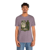 Purple heather crewneck T-shirt, centered NI landscaping service graphic