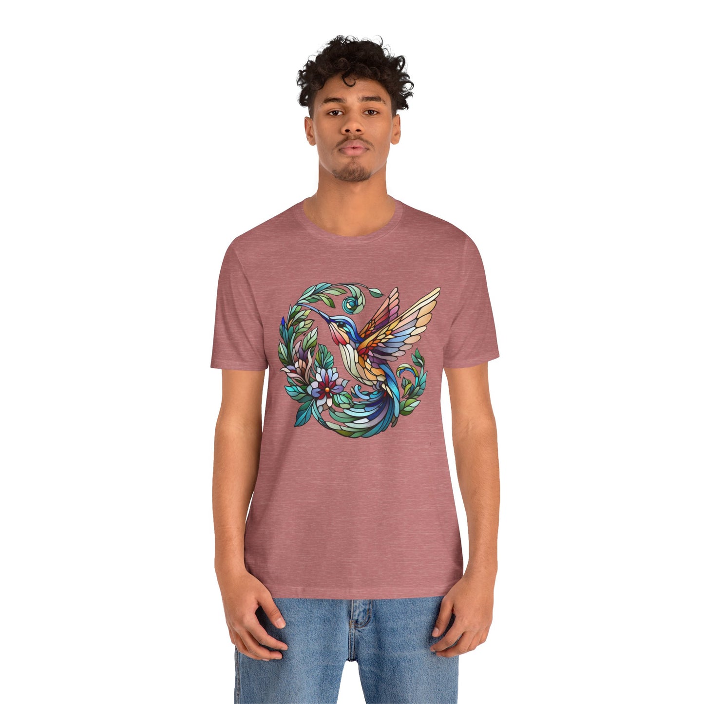 Stained Glass Hummingbird Tee – Vibrant Nature Shirt