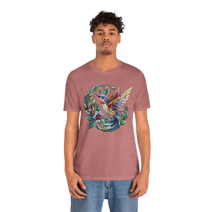 Stained Glass Hummingbird Tee – Vibrant Nature Shirt