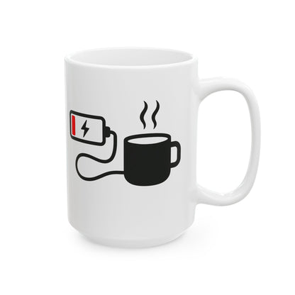 Low Battery Need Coffee Mug – Funny Ceramic Coffee Cup | 11oz & 15oz Sizes | Dishwasher & Microwave Safe - WhimSpin